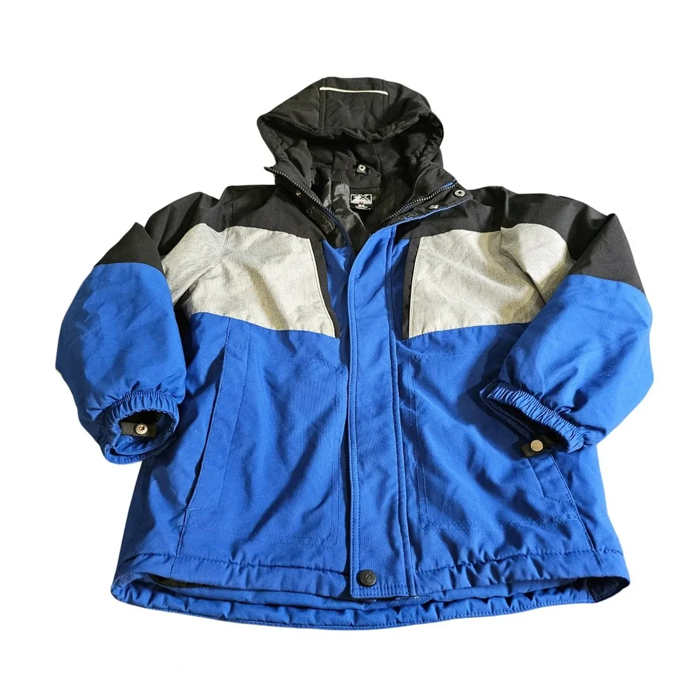 ZeroXposur Winter Jacket Boys Size M 8 Blue Black Grey Colorblock Hooded Coat